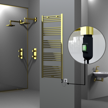 Radiva - Haiti Electric Towel Warmer 600x1500 Flat Gold (On/Off Button) 600 Watt