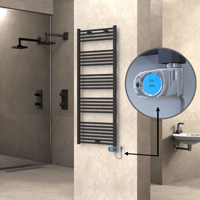 Haiti Electric Towel Warmer 600x1500 Flat Anthracite Textured (Musa Thermostat) 900 Watt