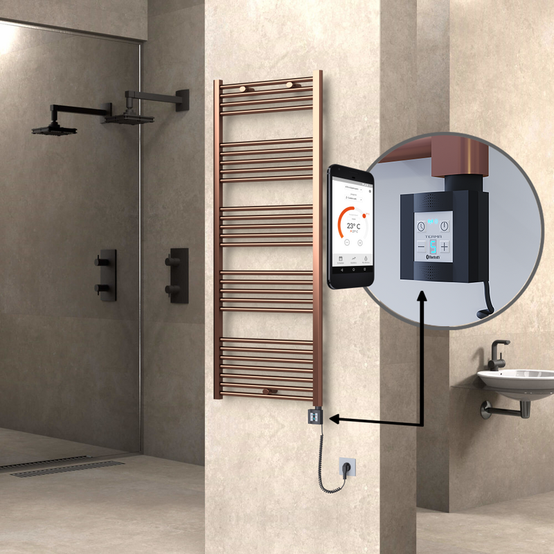 Haiti Sèche Serviettes Electrique 600x1500 Antique Cuivre Ktx4 600 Watt Câble en spirale