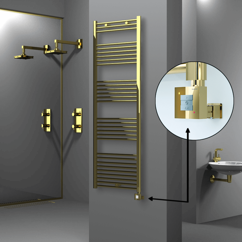 Haiti Electric Towel Warmer 600x1800 Flat Gold (KTX1 Thermostat) 600 Watt