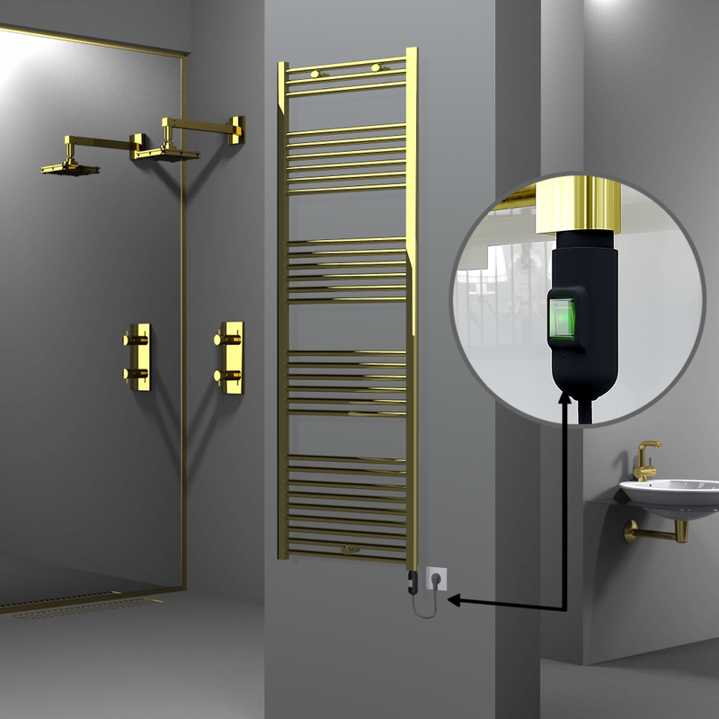 Haiti Electric Towel Warmer 600x1800 Flat Gold (On/Off Button) 600 Watt