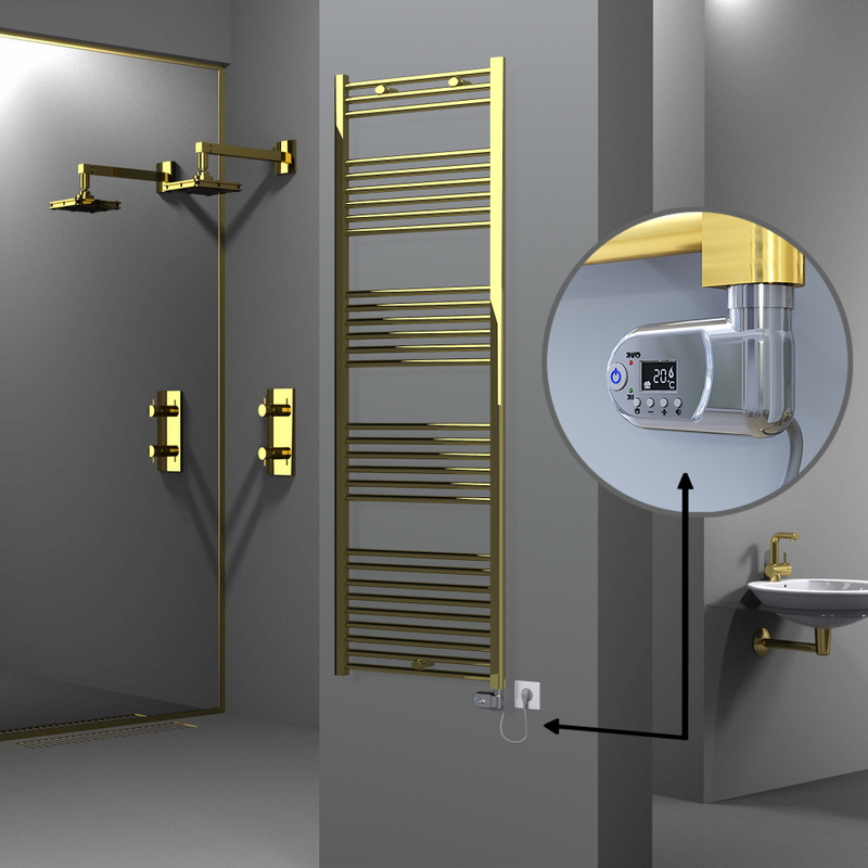 Haiti Electric Towel Warmer 600x1800 Flat Gold (Thesis Thermostat) 600 Watt