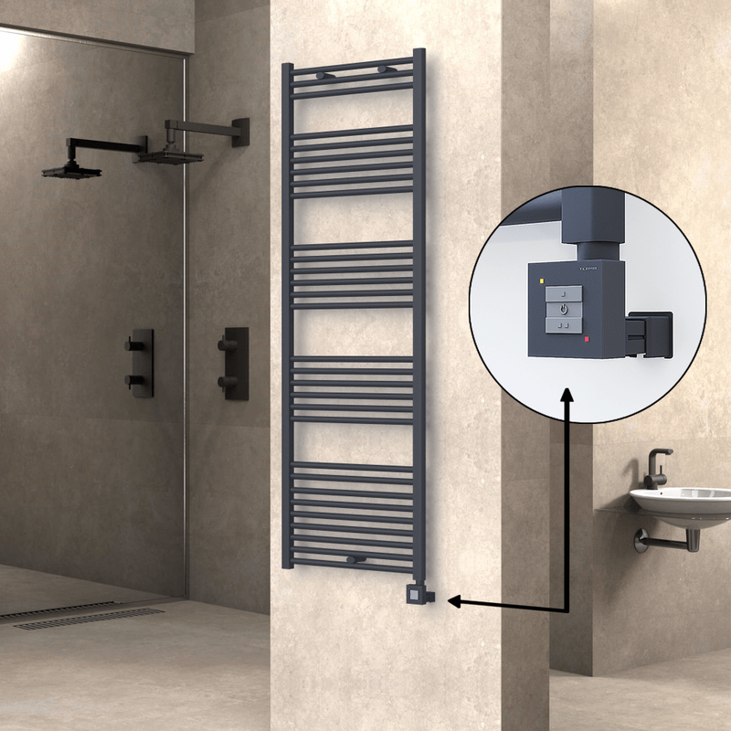 Haiti Electric Towel Warmer 600x1800 Flat Anthracite Textured (KTX1 Thermostat) 1000 Watt