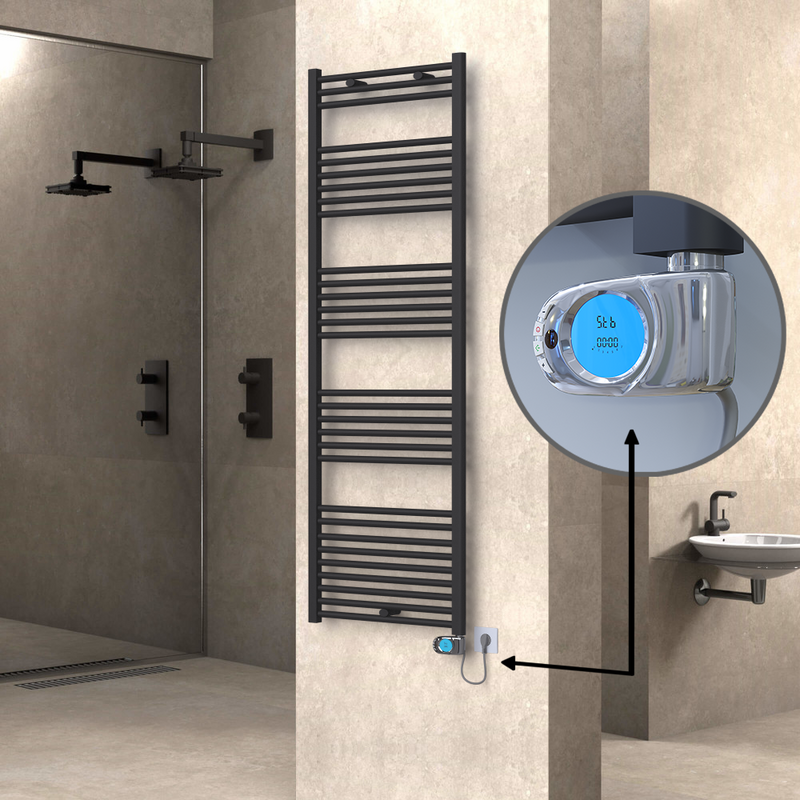 Haiti Electric Towel Warmer 600x1800 Flat Anthracite Textured (Musa Thermostat) 900 Watt