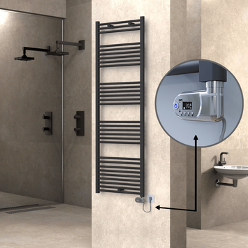 Radiva - Haiti Sèche Serviettes Electrique 600x1800 Anthracite (Thermostat Thesis) 900 Watt