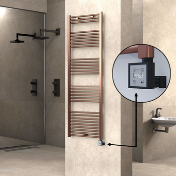  - Haiti Electric Towel Warmer 600x1800 Flat Antique Copper Gloss (KTX3 Thermostat) 600 Watt