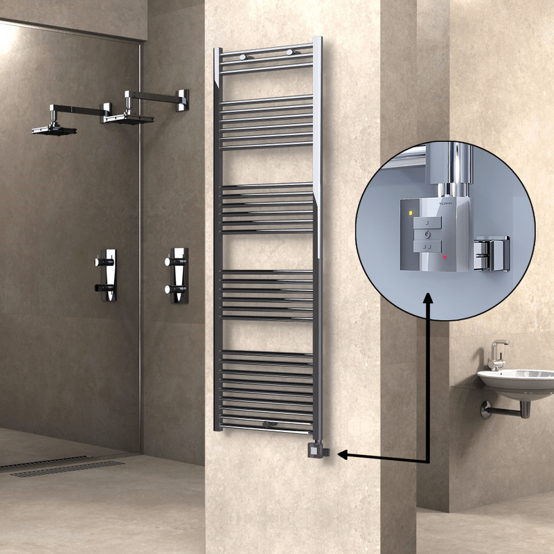 Haiti Electric Towel Warmer 600x1800 Flat Chrome (KTX1 Thermostat) 600 Watt