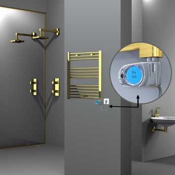 Radiva - Haiti Electric Towel Warmer 600x700 Flat Gold (Musa Thermostat) 200 Watt