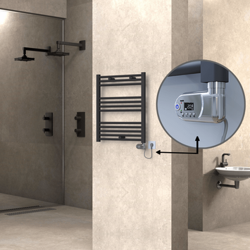 Radiva - Haiti Sèche Serviettes Electrique 600x700 Anthracite (Thermostat Thesis) 300 Watt