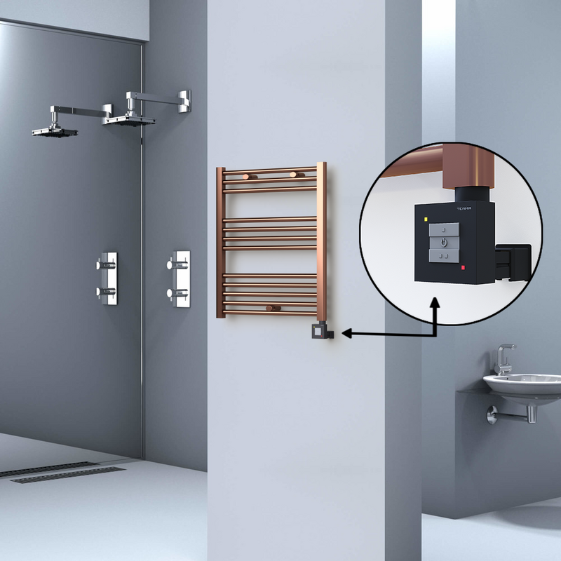 Haiti Electric Towel Warmer 600x700 Flat Antique Copper Gloss (KTX1 Thermostat) 200 Watt