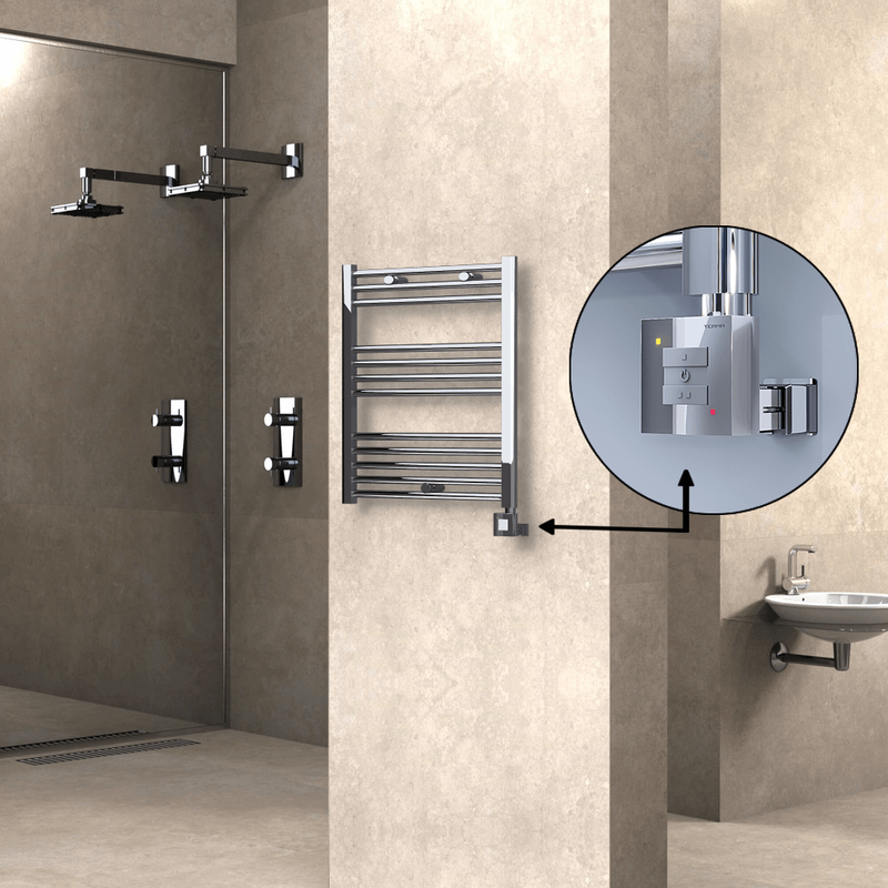 Haiti Electric Towel Warmer 600x700 Flat Chrome (KTX1 Thermostat) 200 Watt