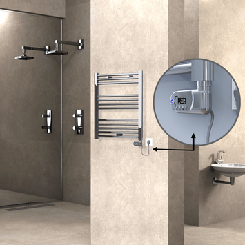 Radiva - Haiti Sèche Serviettes Electrique 200 Watt 600x700 Plat Chrome (Thermostat Thesis)