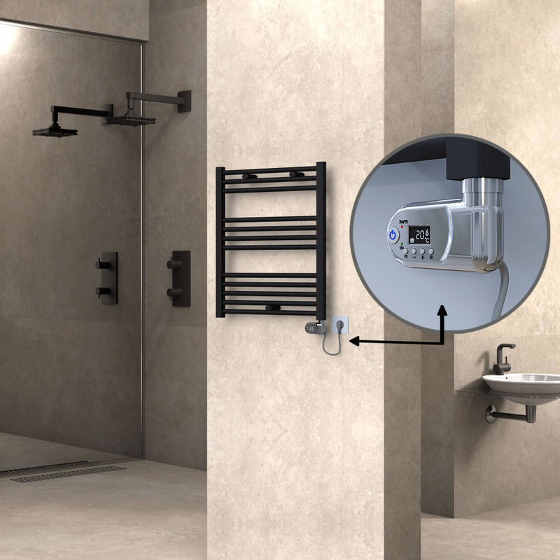 Haiti Electric Towel Warmer 600x700 Flat Black Matt (Thesis Thermostat) 300 Watt