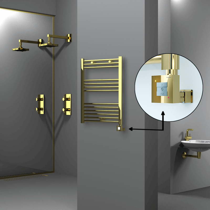 Haiti Electric Towel Warmer 600x800 Flat Gold (KTX1 Thermostat) 300 Watt