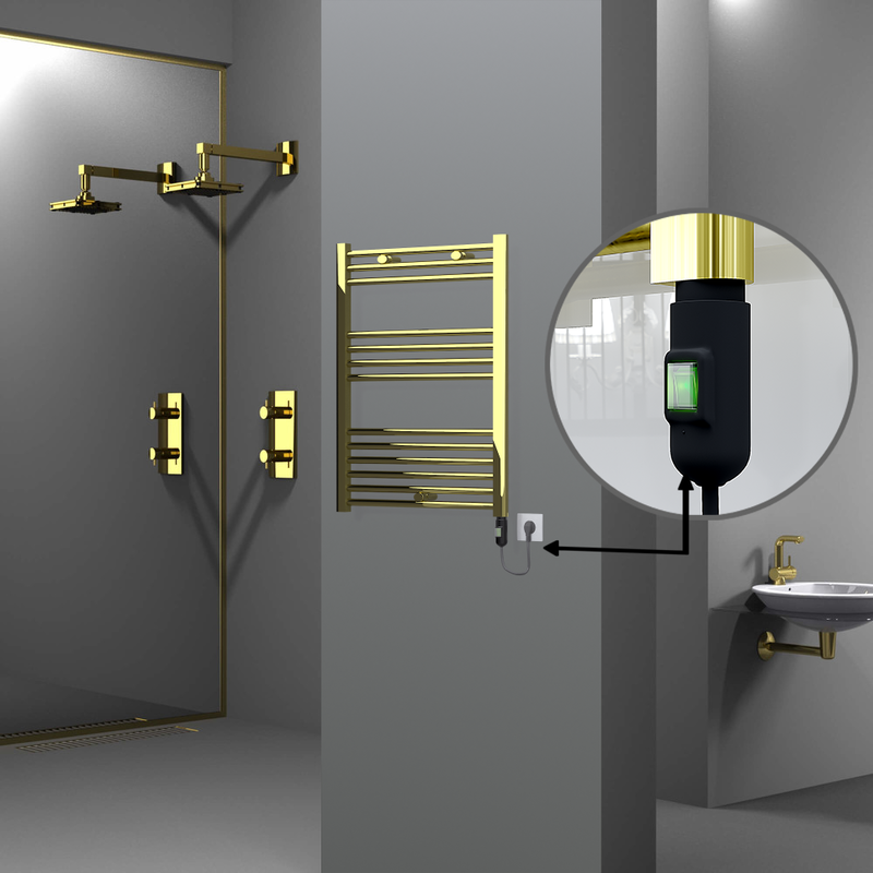 Haiti Electric Towel Warmer 600x800 Flat Gold (On/Off Button) 300 Watt