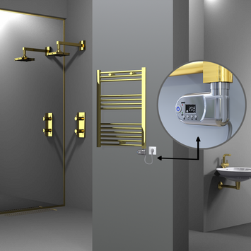 Radiva - Haiti Electric Towel Warmer 600x800 Flat Gold (Thesis Thermostat) 300 Watt