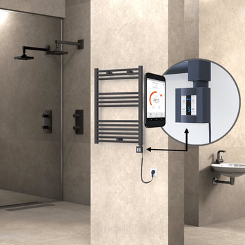 Radiva - Haiti Sèche Serviettes Electrique 600x800 Anthracite Ktx4 300 Watt Câble en spirale