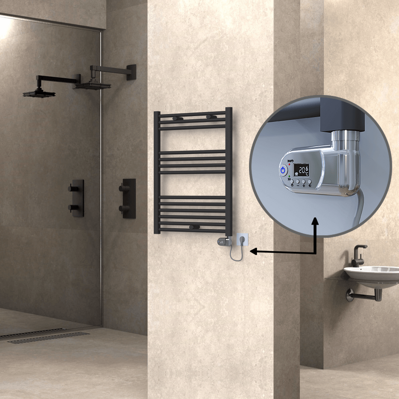 Haiti Electric Towel Warmer 600x800 Flat Anthracite Textured (Thesis Thermostat) 300 Watt