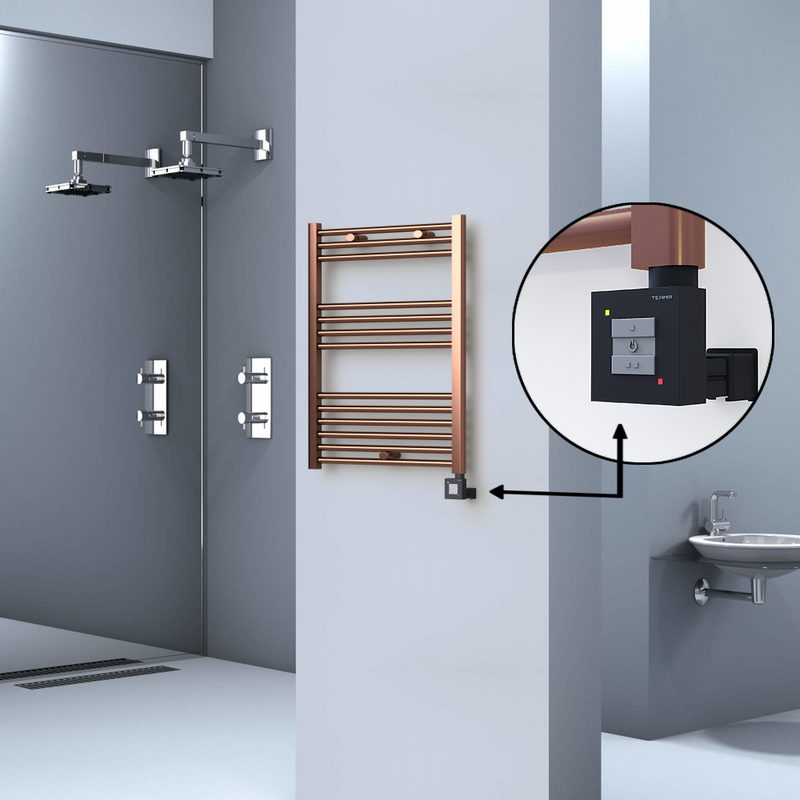 Haiti Electric Towel Warmer 600x800 Flat Antique Copper Gloss (KTX1 Thermostat) 300 Watt