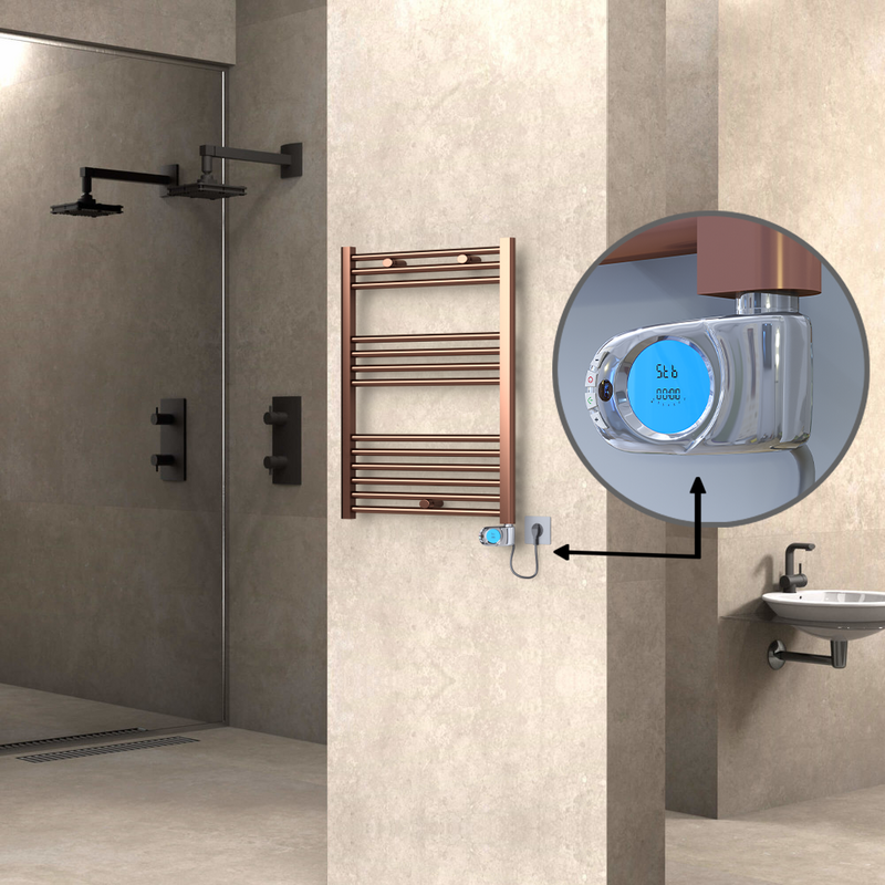 Haiti Electric Towel Warmer 600x800 Flat Antique Copper Gloss (Musa Thermostat) 300 Watt