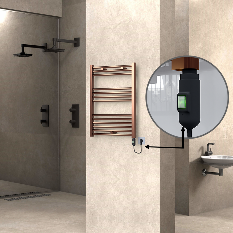 Haiti Electric Towel Warmer 600x800 Flat Antique Copper Gloss (On/Off Button) 300 Watt