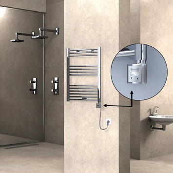 Radiva - Haiti Sèche Serviettes Electrique 600x800 Chrome Ktx3 300 Watt Câble en spirale