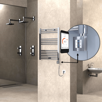  - Haiti Electric Towel Warmer 600x800 Flat Chrome (KTX4 Thermostat) 300 Watt Spiral Cable