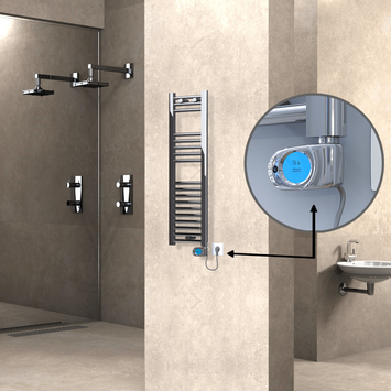 Radiva - Haiti Sèche Serviettes Electrique 200 Watt 300x1000 Plat Chrome (Thermostat Musa)