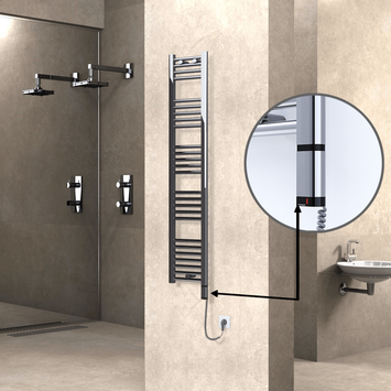 Radiva - Haiti Sèche Serviettes Electrique 300 Watt 300x1500 Plat Chrome (OneD On/Off ) Droit