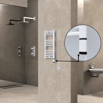 Radiva - Haiti Sèche Serviettes Electrique 200 Watt 300x700 Plat Blanc (OneD On/Off ) Droit