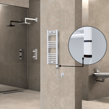 Radiva - Haiti Sèche Serviettes Electrique 200 Watt 300x800 Plat Blanc (OneD On/Off ) Droit