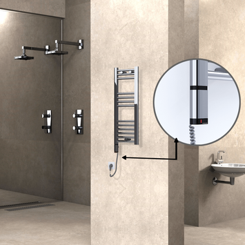 Radiva - Haiti Sèche Serviettes Electrique 200 Watt 300x800 Plat Chrome (OneD On/Off ) Gauche