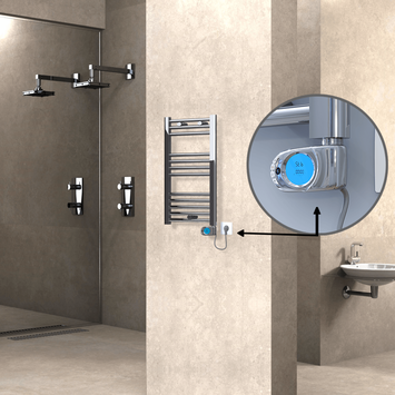 Radiva - Haiti Sèche Serviettes Electrique 200 Watt 400x700 Plat Chrome (Thermostat Musa)