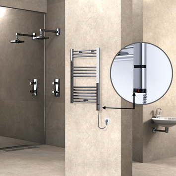 Radiva - Haiti Sèche Serviettes Electrique 200 Watt 500x800 Plat Chrome (OneD On/Off ) Droit