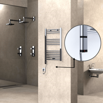 Radiva - Haiti Sèche Serviettes Electrique 200 Watt 500x800 Plat Chrome (OneD On/Off ) Gauche