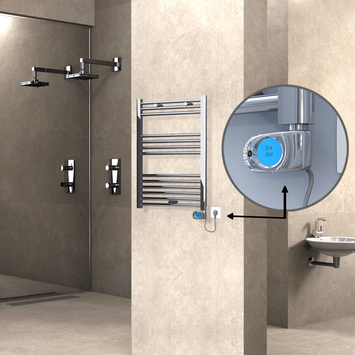 Radiva - Haiti Sèche Serviettes Electrique 300 Watt 600x800 Plat Chrome (Thermostat Musa)