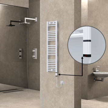 Radiva - Haiti Sèche Serviettes Electrique 300 Watt 300x1200 Plat Blanc (OneD On/Off ) Droit