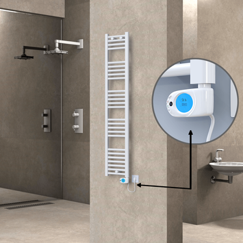 Radiva - Haiti Sèche Serviettes Electrique 600 Watt 300x1500 Plat Blanc (Thermostat Musa)