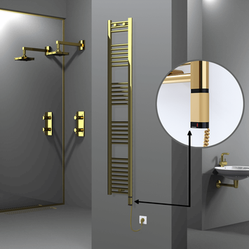 Radiva - Haiti Sèche Serviettes Electrique 300 Watt 300x1800 Plat Or (OneD On/Off ) Droit