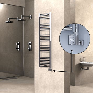  - Haiti Sèche Serviettes Electrique 300 Watt 400x1500 Plat Chrome Ktx3