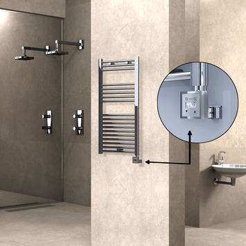 Radiva - Haiti Sèche Serviettes Electrique 300 Watt 500x1000 Plat Chrome Ktx3