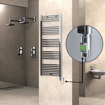 Radiva - Haiti Sèche Serviettes Electrique 600 Watt 600x1500 Plat Chrome (On/Off)