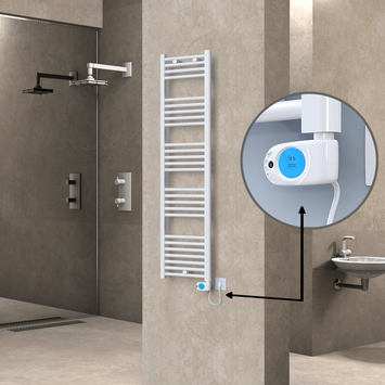 Radiva - Haiti Sèche Serviettes Electrique 600 Watt 400x1500 Plat Blanc (Thermostat Musa)