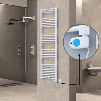Radiva - Haiti Sèche Serviettes Electrique 900 Watt 500x1800 Plat Blanc (Thermostat Musa)