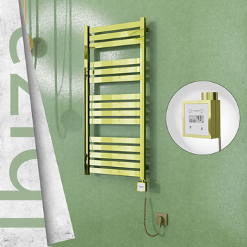 Radiva - Ibiza Elektrikli Havlupan 500x1165 Altın (KTX3 Termostat) 300W Spiral Kablolu