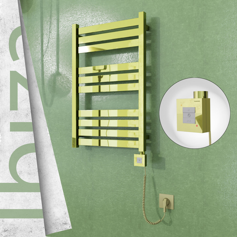 IBIZA Stainless Steel Towel Warmer 500x780 Gold (KTX1 Thermostat) 300W Spiral Cable