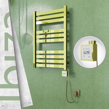 - IBIZA Stainless Steel Towel Warmer 500x780 Gold (KTX3 Thermostat) 300W Spiral Cable  - IBIZA Stainless Steel Towel Warmer 500x780 Gold (KTX3 Thermostat) 300W Spiral Cable