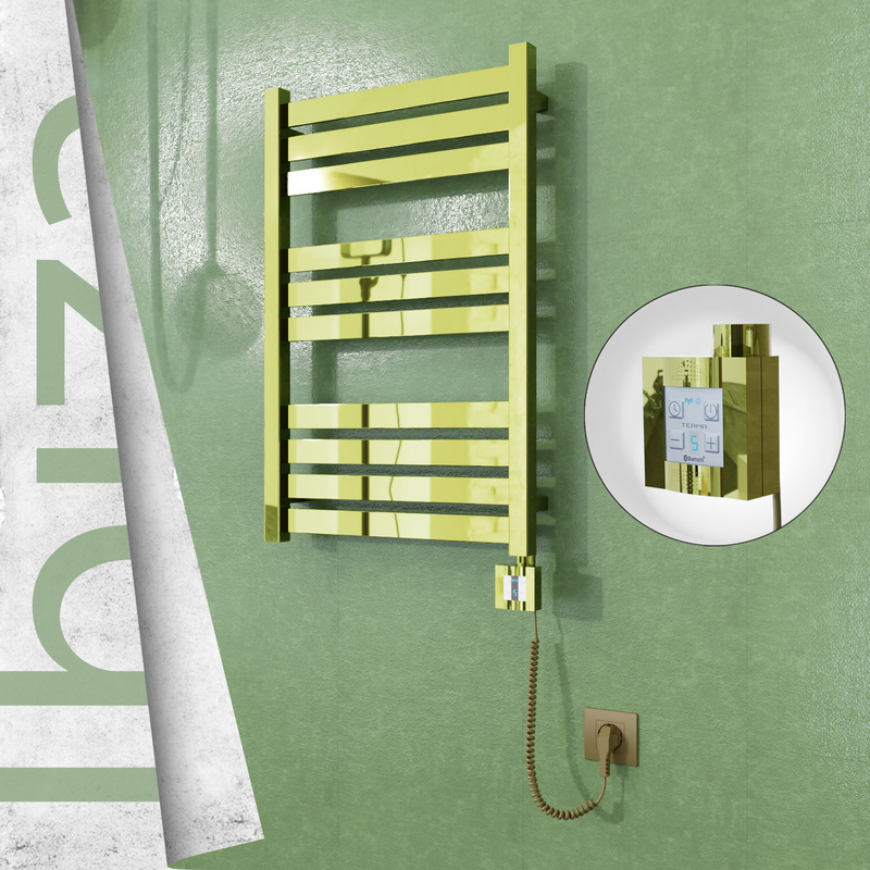 IBIZA Stainless Steel Towel Warmer 500x780 Gold (KTX4 Thermostat) 300W Spiral Cable