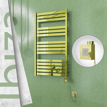 - Ibiza Electric Towel Warmer 600x1165 Gold Ktx1 300 W (Spiral Cable)  - Ibiza Electric Towel Warmer 600x1165 Gold Ktx1 300 W (Spiral Cable)