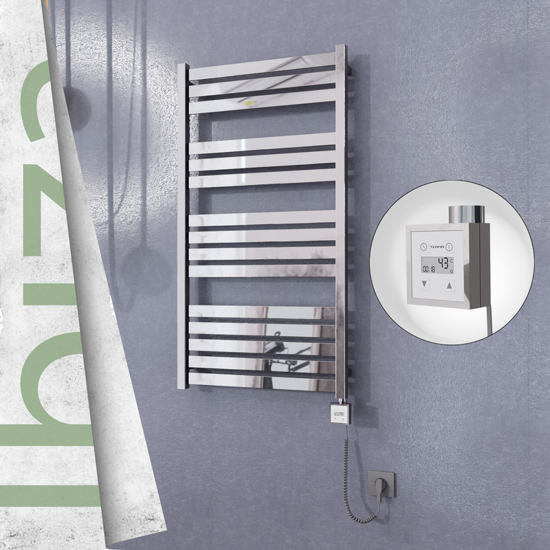 Ibiza Sèche Serviettes Electrique 600x1165 Finition de polissage Ktx3 600 Watt Câble en spirale
